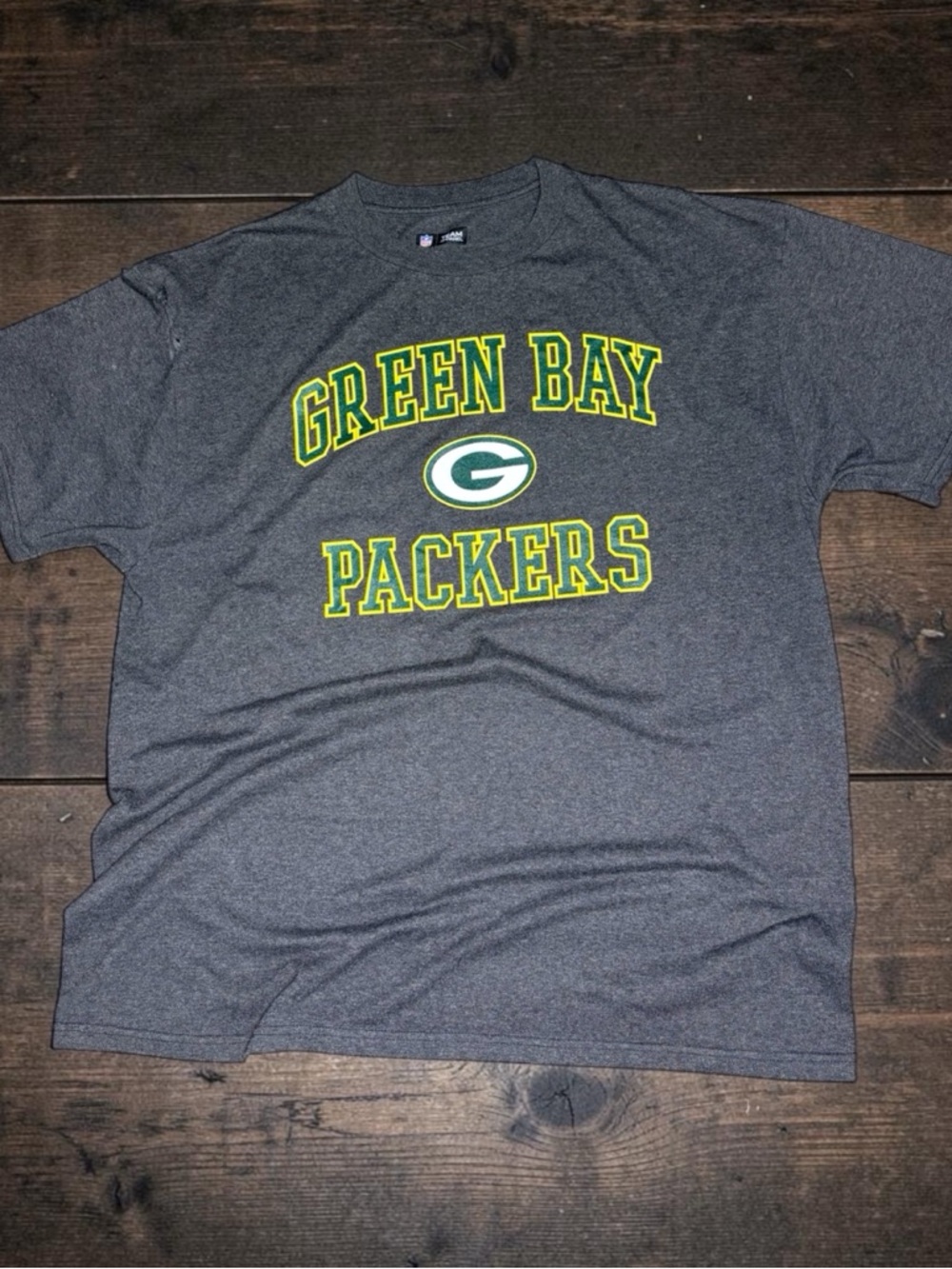 NFL Green Bay Packers Gray Logo Tee with Yellow Trim
